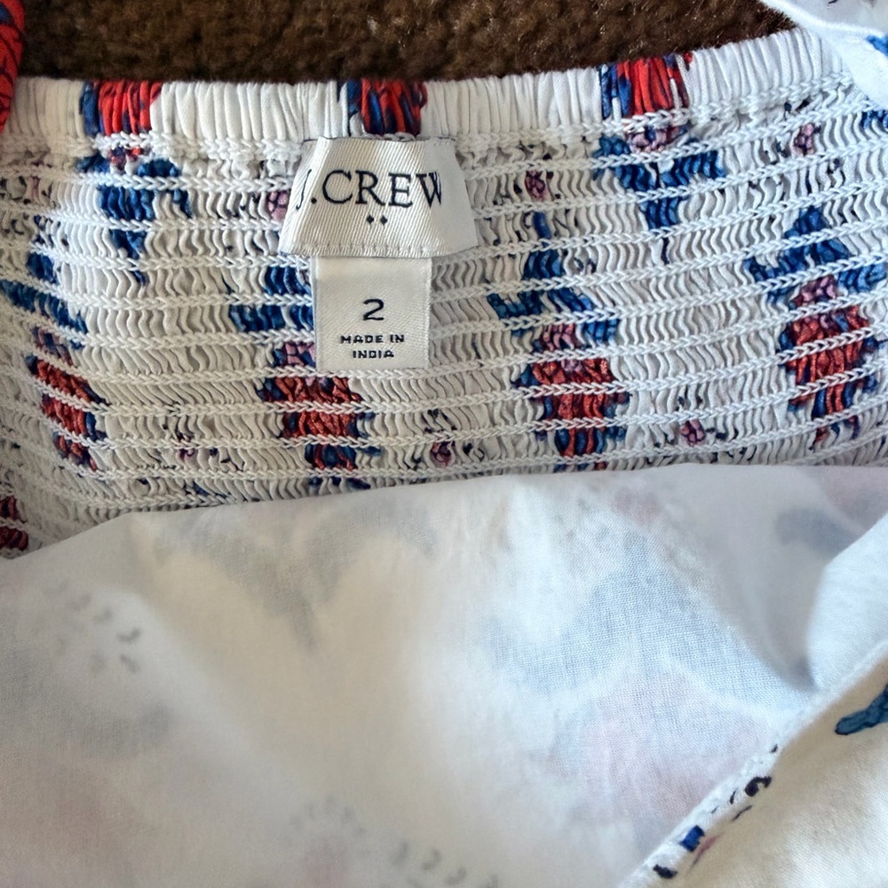 J.Crew Square Neck Midi Dress White Red Blue Floral - Picture 7 of 7